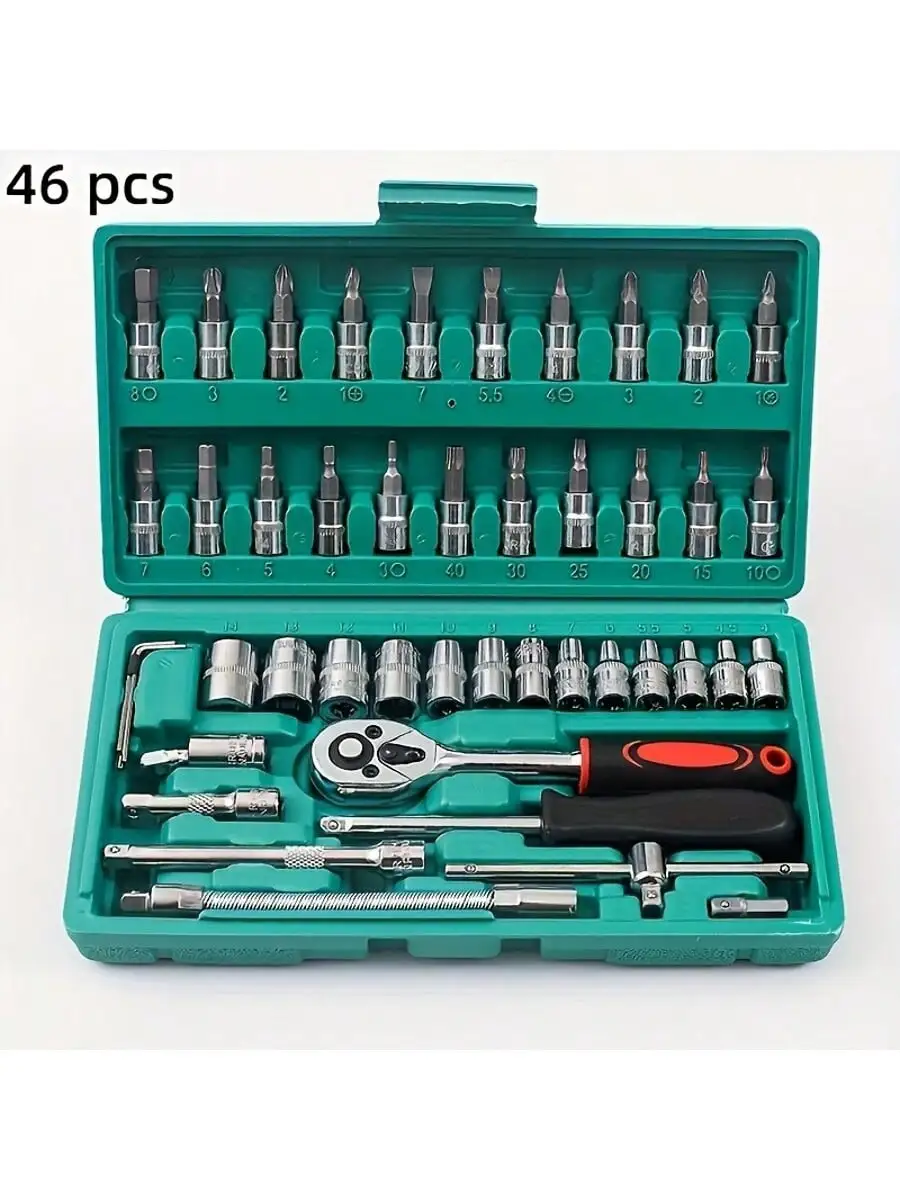 Tool Chest Cabinet - Set Kunci Pas Ratchet 46 Buah